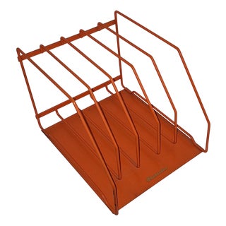 Vintage Record Stand in Orange Lacquered Metal by Plattofix, 1970s For Sale