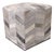 Handmade Patchwork Cowhide Leather Cube Ottoman Pouf 18x18x18 in Neutral For Sale