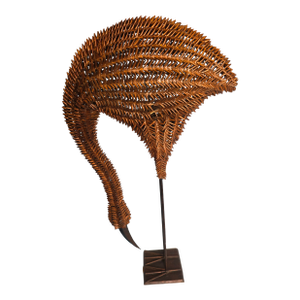 Mid-Century Modern Woven Rattan Crane Sculpture
