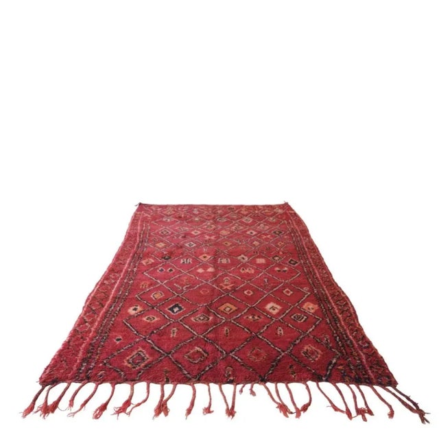 Tribal 1980's Moroccan Red Tribal Wool Rug - 8.9 X 6.2 Ft For Sale - Image 3 of 8