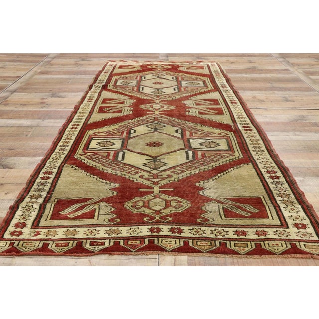 Brick Red Vintage Turkish Oushak Hallway Rug Runner - 03'11 x 09'06 For Sale - Image 8 of 9