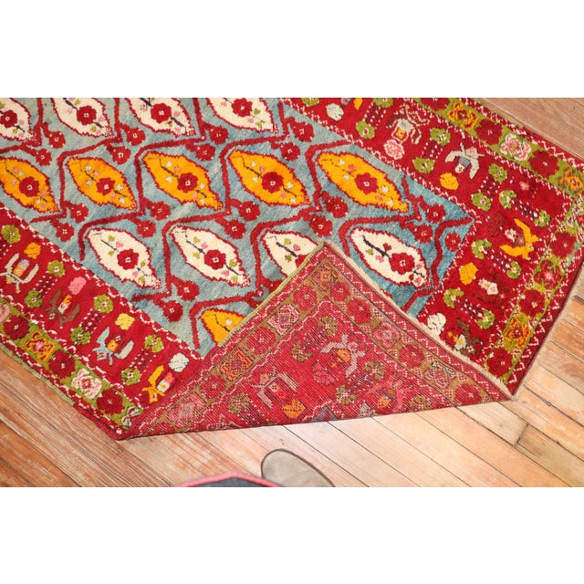 Textile Antique Zabihi Collection Turkish Milas Exquisite Bright Runner - 3'7" x 13'6" For Sale - Image 7 of 10