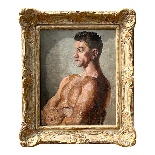 Vintage Expressionsit Original Oil Portrait Painting on Canvas | Chairish