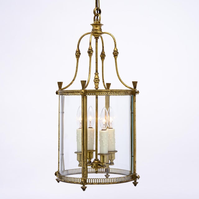 French French Antique, Louis XVI Style Lantern, Brass and Glass For Sale - Image 3 of 9