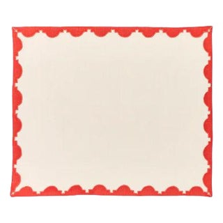 Misette Monaco Appliqué Border Linen Placemats - Set of 4, Red For Sale