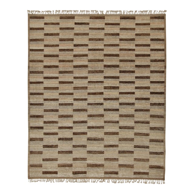 Rug & Kilim’s Modern Rug with Beige-brown Geometric Patterns - 6x8 For Sale