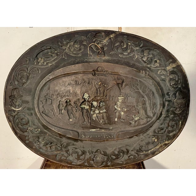 Large Antique Brass Embossed Wall Hanging For Sale In Boston - Image 6 of 11