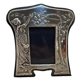 Late 20th Century Art Nouveau Style Sterling Velvet Photo Frame For Sale
