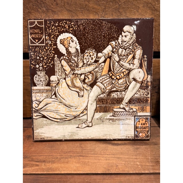 Antique Minton China Works Tile Set c.1880 Sir Walter Scott Waverley Scenes For Sale - Image 11 of 14