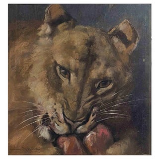 Marino Lenci, Lioness, Pastel Drawing, Early 20th Century For Sale