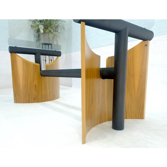 Large 48x90 Rectangle 3/4” Thick Glass Top Teak Base Modern Conference Table For Sale - Image 15 of 15