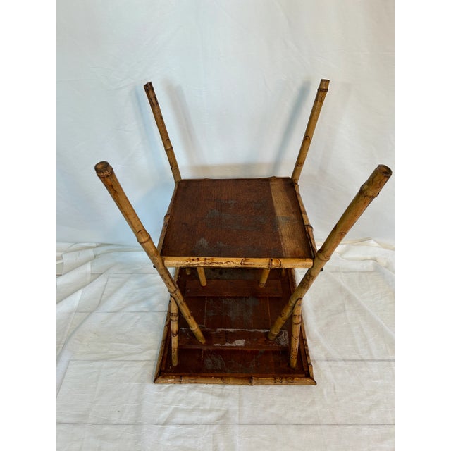 1930's 2-Tiered Bamboo and Oak Side Table For Sale - Image 10 of 12