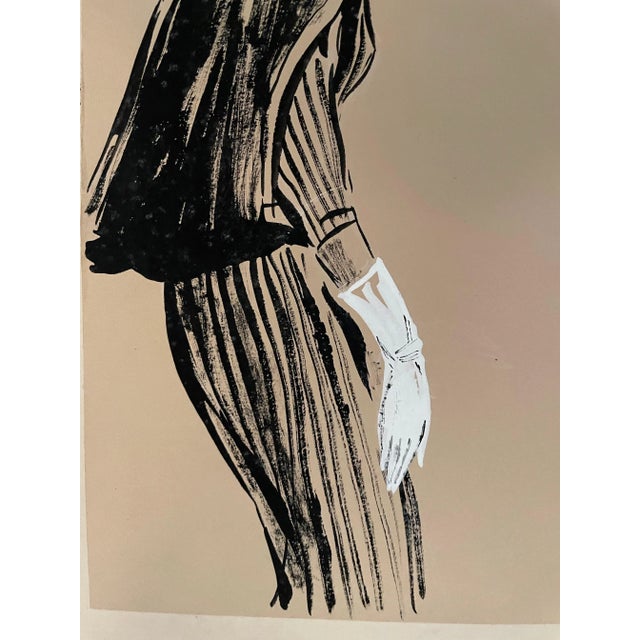 Mid 20th Century Figurative Fashion Mixed-Media Illustration For Sale - Image 4 of 6