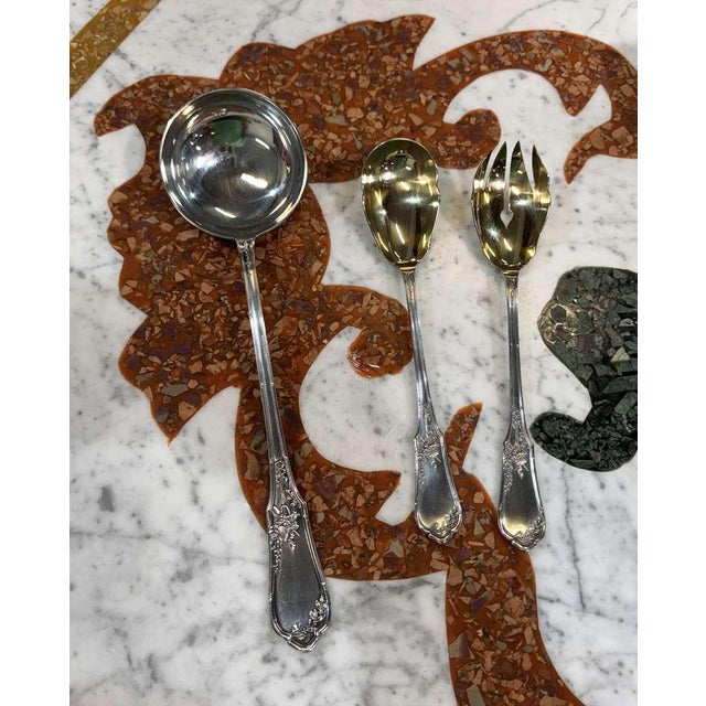 Silver-Plated Metal Gift Set of Ladle and Salad Serving from Ravinet d'Enfert, Set of 3 For Sale - Image 3 of 4