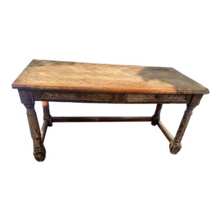1950s Oak FarmHouse Style Writing Desk For Sale