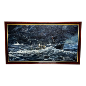 Oil Painting Kingston Peridot (H591), Fishing Trawler Tragedy Lost in the Arctic Gale, January 1968 Framed