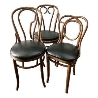 Set of 3 Vintage Bentwood Bistro Chairs in Black For Sale