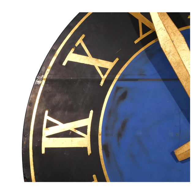 Early 20th Century Early 20th Century Hand-Painted French Tower Clock Face For Sale - Image 5 of 11