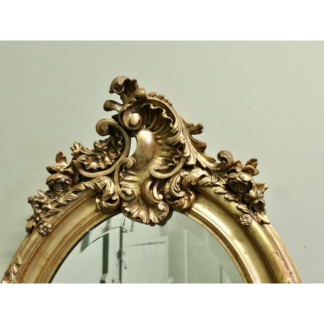 Mid 19th Century Large Rococo French Oval Gilt Wall Mirror, 1860 For Sale - Image 5 of 6