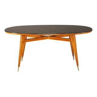 Oval Table in Black Glass Design 50 For Sale