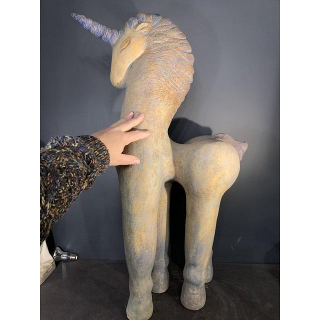Contemporary Sculpture Unicorn Licorn Horse in Terracotta by Katarzyna Nowak For Sale - Image 3 of 9
