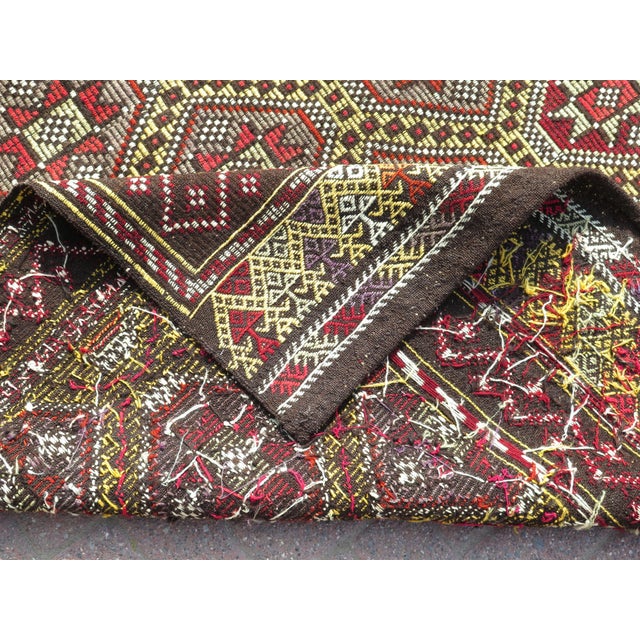 Mid 20th Century Vintage Turkish Handmade Kilim Embroidery Boho Area Rugs For Sale - Image 4 of 11