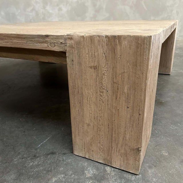 Not Yet Made - Made To Order Reclaimed Elm Wood Beam Square Coffee Table For Sale - Image 5 of 6