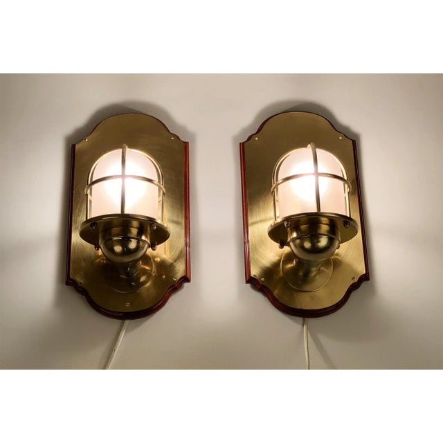 1960s Brass Nautical Maritime Style Wall Sconces - a Pair For Sale - Image 10 of 11