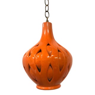 1970s Orange Pendant Swag Light For Sale