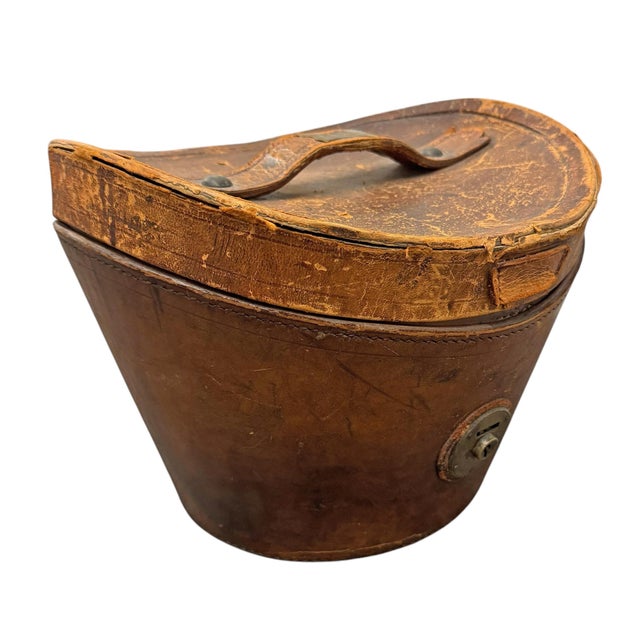 19th Century Top Hat and Leather Hat Box For Sale - Image 4 of 12
