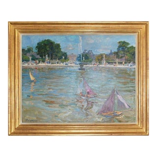 "Fountain in Paris", Oil on Canvas by Yuri Krotov For Sale