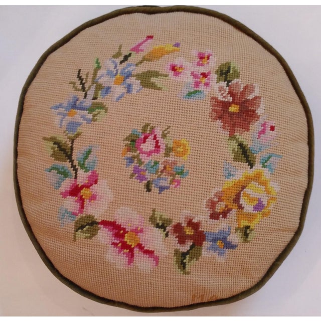 Mid 20th Century Mid-Century Floral Needlepoint Pillow For Sale - Image 5 of 9