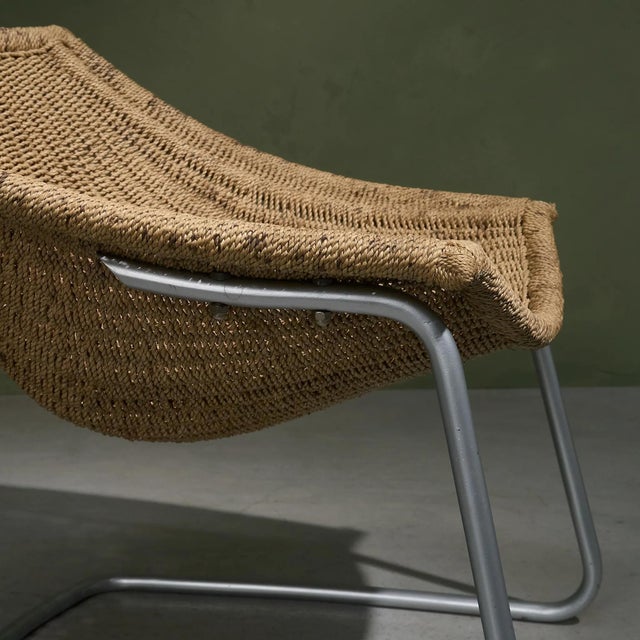 Brown Tubular Cantilever Lounge Chair with Sisal Webbing, Netherlands For Sale - Image 8 of 12