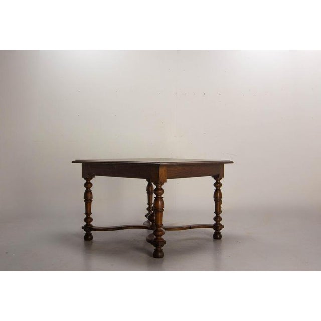 19th Century Louis XIII French Square Oak Table with X-Shaped Crossbar, 1890s For Sale - Image 3 of 16