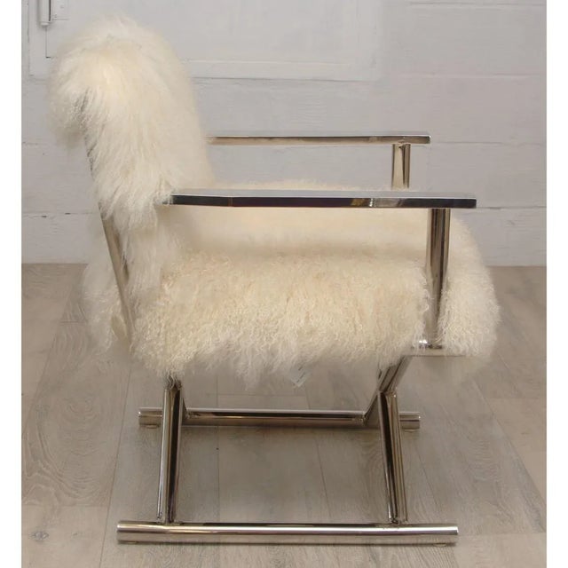 2020s Pair of Restoration Hardware Altman Tibetan Wool Directors Chairs For Sale - Image 5 of 11