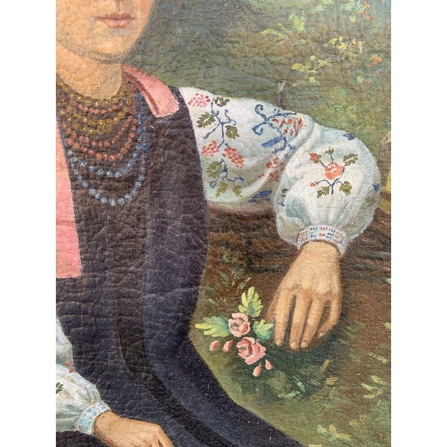 Textile 1990s Oil Painting Waiting for the Groom For Sale - Image 7 of 11