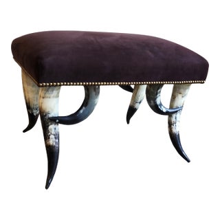 Mid 20th Century Hollywood Regency Steer Horn Bench/Ottoman - Manner of Anthony Redmile For Sale