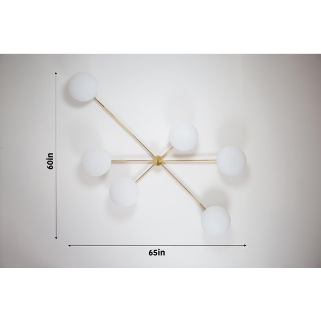 Stella Tribute Angelo Lelli Style Brass And Opaline Ceiling Lamp