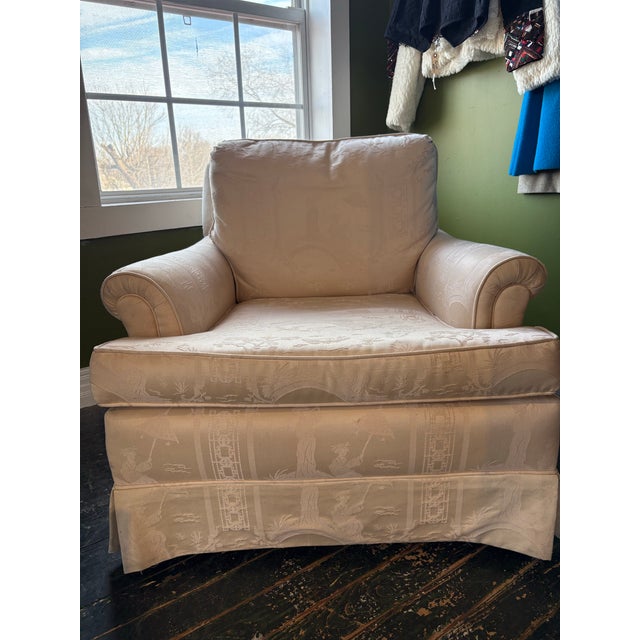 Vintage Chinoiserie Toile Club Chair For Sale - Image 9 of 12