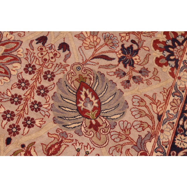 Shabby Chic Shabby Chic Floral 1990's Pak-Persian Taupe/Blue Wool Rug - 6'2'' X 9'4'' For Sale - Image 3 of 9