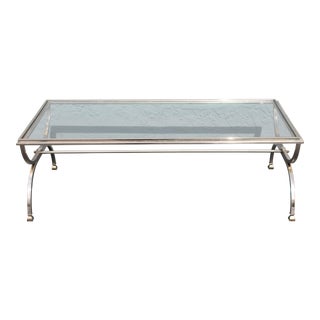 C1960's Mid Century Modern Chrome/ Steel with Glass Coffee Table For Sale