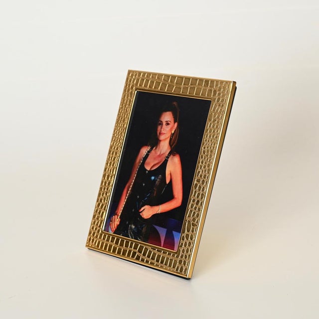 Mid-Century Modern Italian 24k Gold Brass Photo Frame from Mascagni, 1970s For Sale - Image 10 of 13