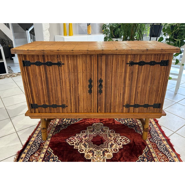 Rattan Sideboard by Adrien Audoux & Frida Minet, 1950s For Sale - Image 18 of 18