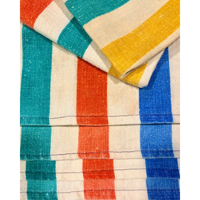 Textile Mid 20th Century Mid-Century Modern French Striped Tea Towel Napkins - Set of 6 For Sale - Image 7 of 10