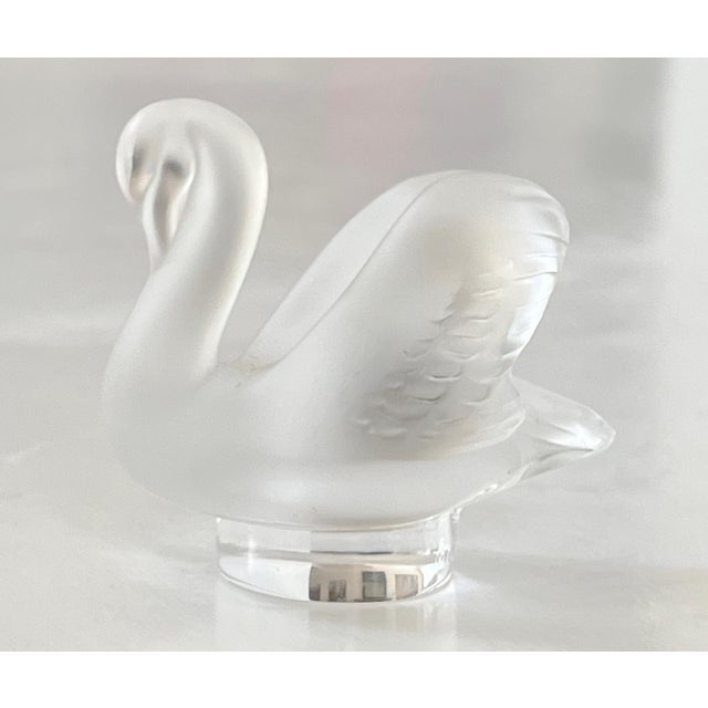 Lalique France Crystal "Cynget" Swan Cache/Seal Paperweight. For Sale - Image 9 of 9