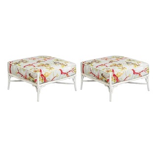 Outdoor Bamboo-Style Ottomans by Century Furniture, Set of 2 For Sale