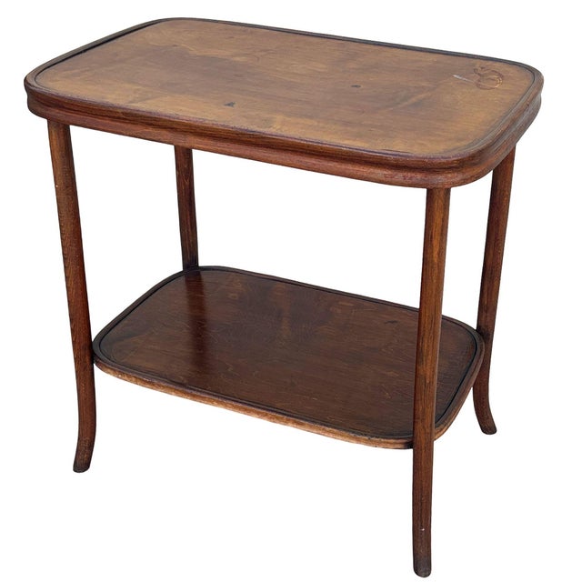 Victorian Early 20th Century Art Nouveau Bent Oak Side Table by Mundus Thonet For Sale - Image 3 of 9