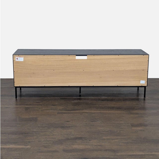 Wood Media Console With Metal Legs For Sale In San Francisco - Image 6 of 10