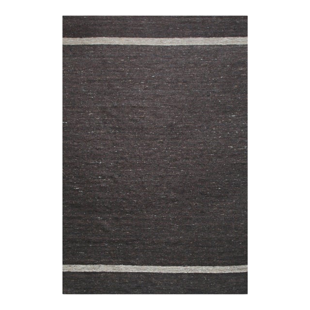 10x14 Violet Artistic Brown Kilim Open Field Modern Flatweave Wool Carpet Rug For Sale