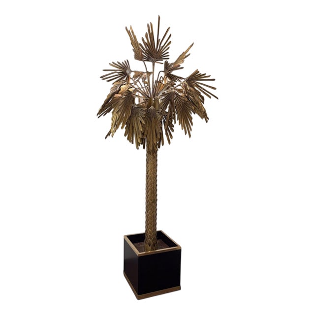 Mid-Century Modern Palm Floor Lamp in Brass, 1970s For Sale